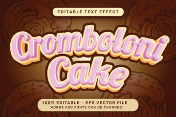 cromboloni cake 3d text effect and editable text effect with cake illustration