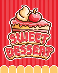 slice cake sweet dessert logo illustration