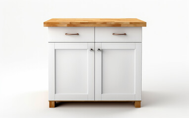 Modern minimal kitchen isolated on white background, furniture kitchen