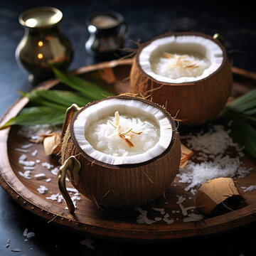 Coconut garnish on pongal dish