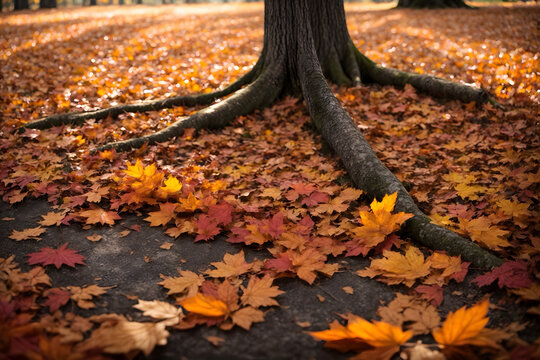 An autumn tree with orange maple leaves