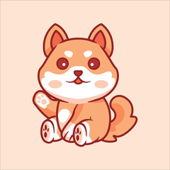 Cute shiba inu cartoon illustration animal