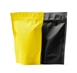 Black and yellow two zip bags isolated on white background