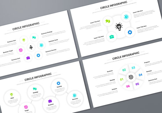 Neumorphic 3D Circle Infographic With Colorful Icons