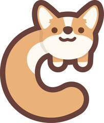 A letter C vector cute corgi dog