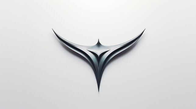 a logo with the shape of a blue whale tail that is being made from metal, Black and White, mori kei, sharp angles, made of all of the above, Generate AI.