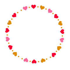 ハートの円形フレーム　素材　飾り枠　飾り罫　見出し　囲み　丸　高級感　シンプル　おしゃれ　リース　白バック　透過