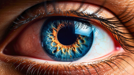 In a sterile setting, a mesmerizing macro shot highlights a perfect blue eye with impeccable vision