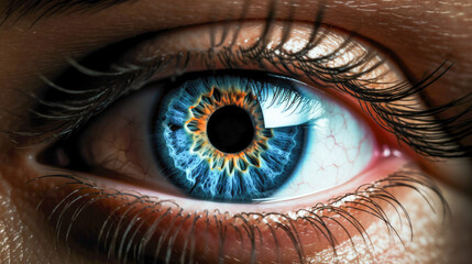 A sterile environment frames a flawless close-up of a captivating blue eye, showcasing perfect vision
