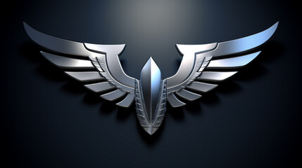 air force logo, chrome wings on the sides, Generate AI. - obrazy, fototapety, plakaty
