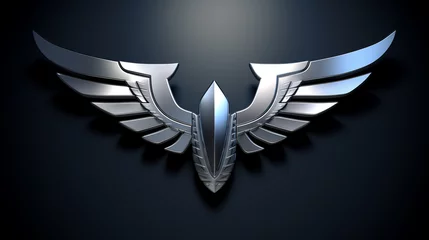 Foto op Plexiglas air force logo, chrome wings on the sides, Generate AI. © Salis