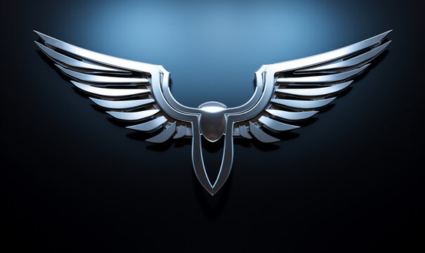 air force logo, chrome wings on the sides, Generate AI.