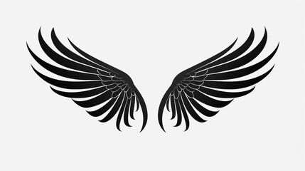 black wing image with white background, can make tattoo material, logo, generate AI
