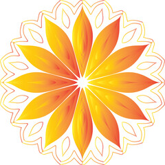 Circular flower mandala pattern for Henna, Mehndi, and Decoration. Decorative ornament in ethnic oriental style. Outline doodle hand draw vector illustration.