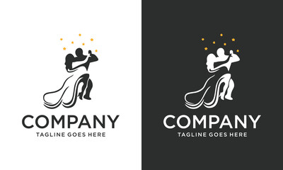 Creative backspace Design of couple dancing logo. - obrazy, fototapety, plakaty
