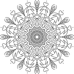 Circular flower mandala pattern for Henna, Mehndi, and Decoration. Decorative ornament in ethnic oriental style. Outline doodle hand draw vector illustration.