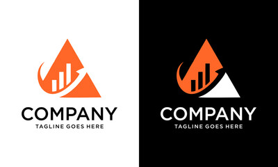 Creative inverted triangle finance logo. modern eye catching logo with orange color