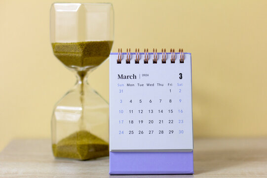 Calendar for March 2024. Desk calendar for planning.
