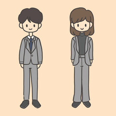 Obraz na płótnie Canvas A cute vector illustration of a man and a woman in formal suits.