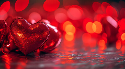 A glowing red heart candy evokes feelings of love and warmth, perfect for a romantic valentine's day celebration