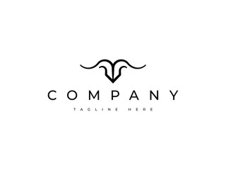 Obraz premium abstract minimal bull cow head logo design