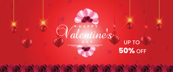 Valentine’s Day love hearts social media post with stylish banner or greeting card gift box design