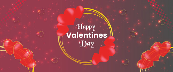 Valentine’s Day love hearts social media post with stylish banner or greeting card gift box design