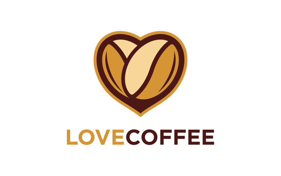 love coffee beans heart logo design. Branding for cafes, cofeeshop, restaurants, beverages, eatery, products, etc. Isolated logo vector inspiration. Graphic designs.