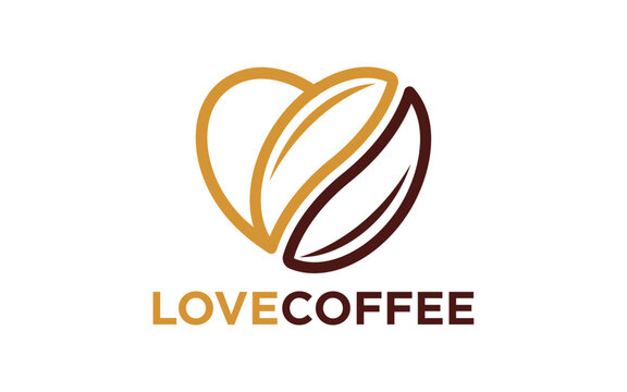 love coffee beans heart logo design. Branding for cafes, cofeeshop, restaurants, beverages, eatery, products, etc. Isolated logo vector inspiration. Graphic designs.
