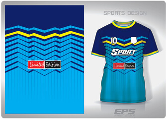 Vector sports shirt background image.Wavy blue with yellow band pattern design, illustration, textile background for sports t-shirt, football jersey shirt.eps