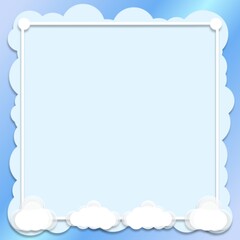 Obraz premium frame with clouds, paper cut out for text, baby shower invitation 