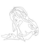 hand drawn one line art illustration woman face continuous line drawing