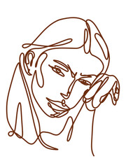 hand drawn one line art illustration woman face continuous line drawing