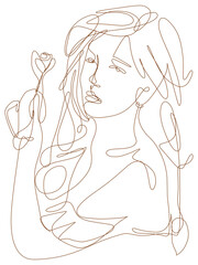hand drawn one line art illustration woman face continuous line drawing