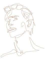 hand drawn one line art illustration face continuous line drawing