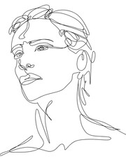 hand drawn one line art illustration face continuous line drawing
