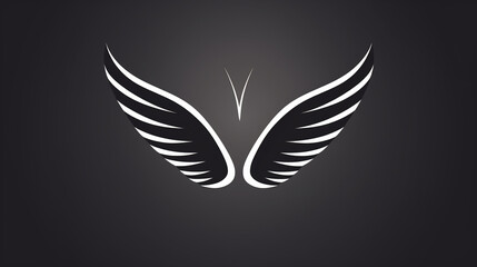 Fototapeta na wymiar logo mark sports wings minimalist black, white background , Generate AI. 