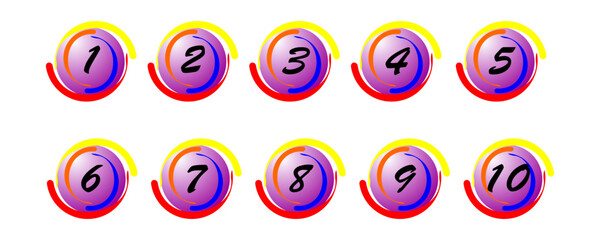 Numbers 1.2.3.4.5.6.7.8.9.10, in a circle, for design