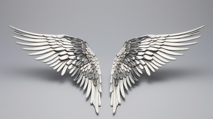 a modern and simple silver chrome wing piece with little detail, Generate AI.