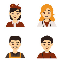 Profession Avatar Set. In Flat Cartoon Style. Character Collection. Vector Illustration