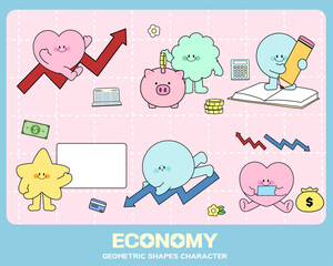 Geometric characters drawn on the theme of economy