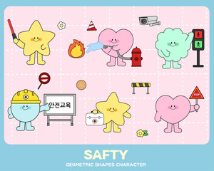 Geometric characters drawn on the theme of safty