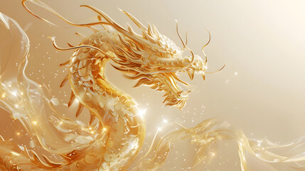 Chinese new year background of auspicious glossy gold dragon. - obrazy, fototapety, plakaty