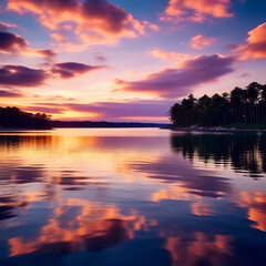 sunset over the river