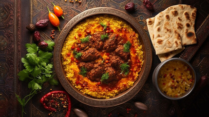 haneeth is a traditional Yemeni dish also trendy in the rest of the Arabian Peninsula top view