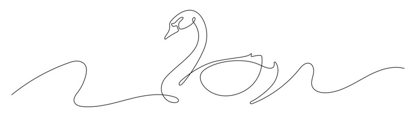 Continuous one line drawing swan. Vector illustration love valentine.