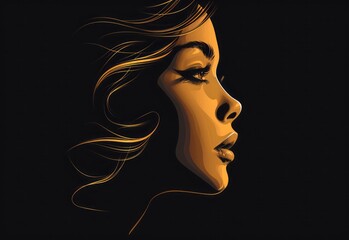 illustration vector of women silhouette golden icon, 