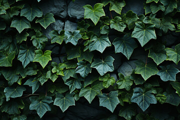 Minimalist design of ivy leaves climbing a wall.
