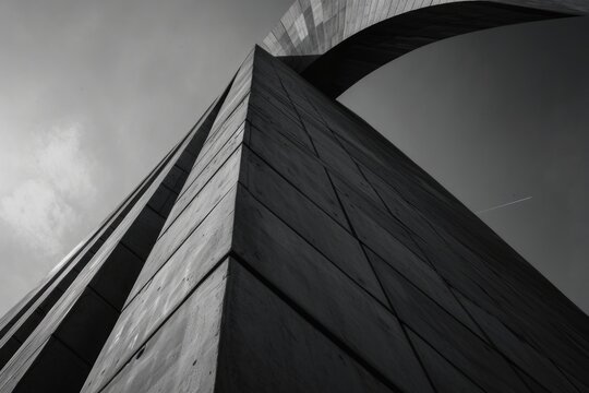 A black and white photo of a tall building. Perfect for architectural projects or cityscape themes