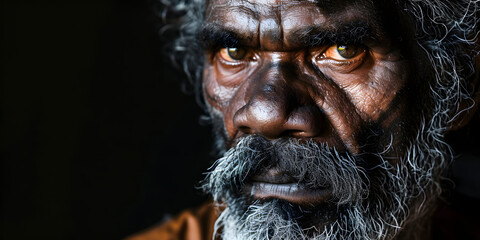 studio portrait of an Aboriginal man - obrazy, fototapety, plakaty